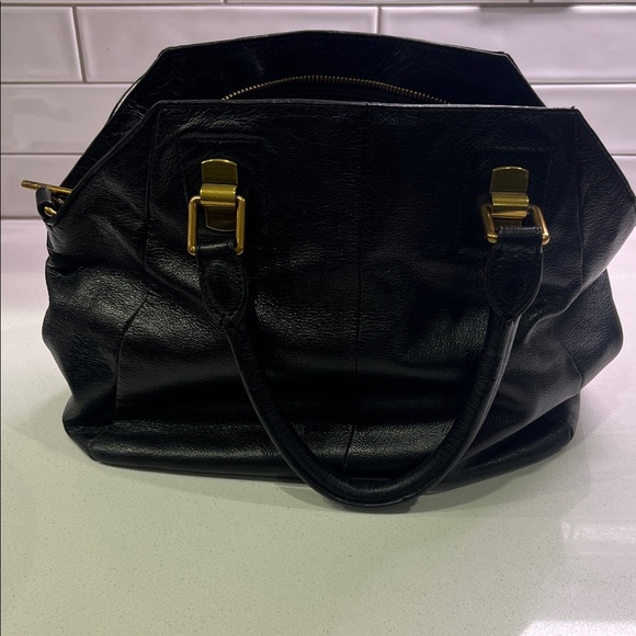 Elliott Lucca Black Satchel with Gold Accents - Picture 4 of 4